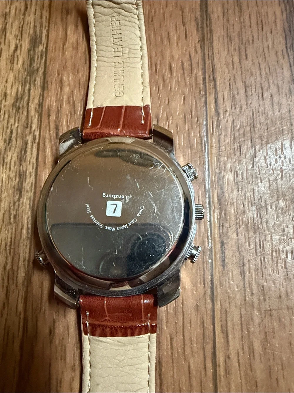 Men's Brown Leather Strap Watch with Black Dial